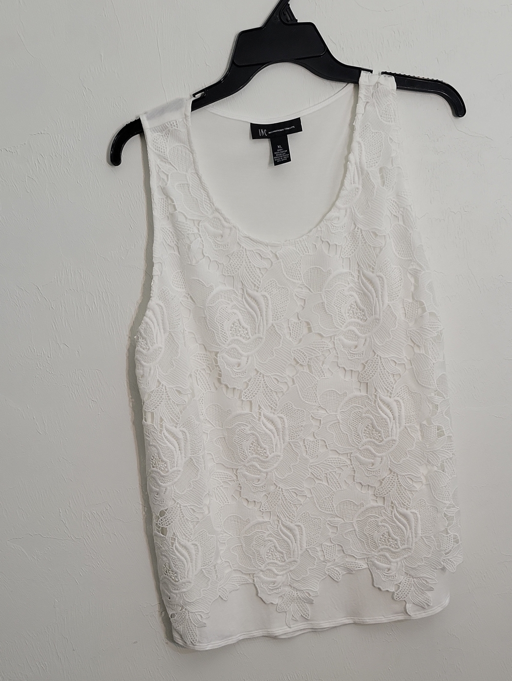 INC International Concepts White Floral Lace Tank